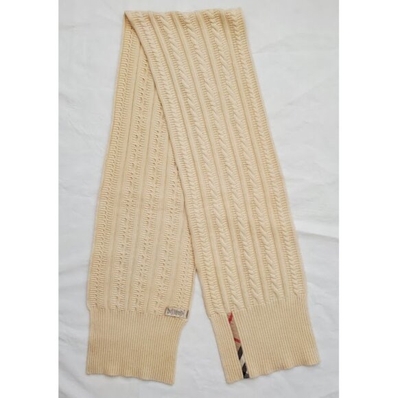 Burberry Authentic Wool/Cashmere Scarf Chunky Oversize Cable Knit Unisex 13 x 86 - Picture 2 of 16